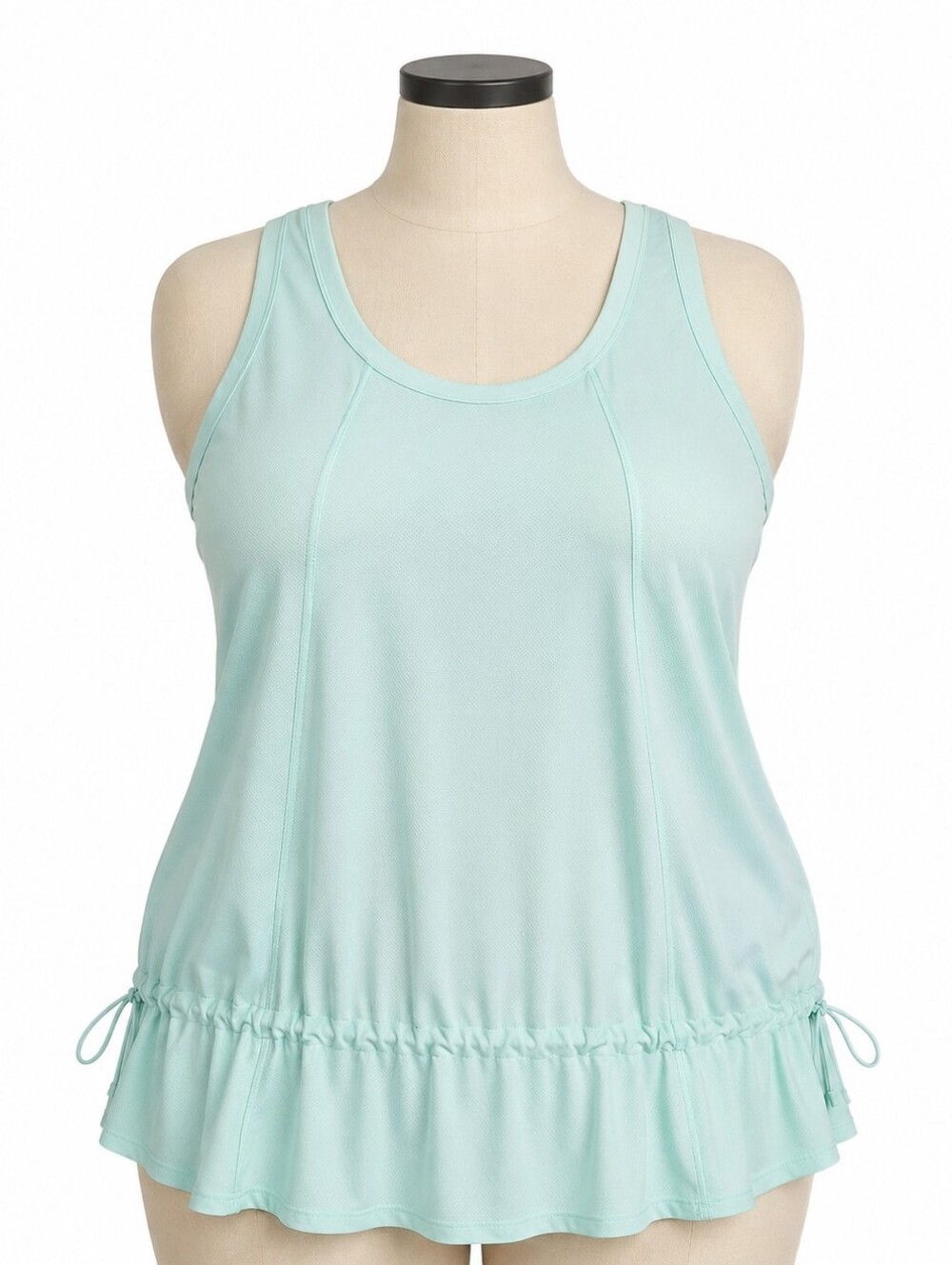 Light Mint Green Racerback Athletic Tank with Ruffle Hem